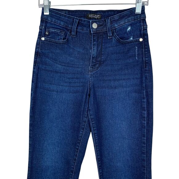 Judy Blue Boyfriend Fit Jeans Dark Wash Stretchy Distressed JB8114DK Women's 0 - Picture 2 of 10